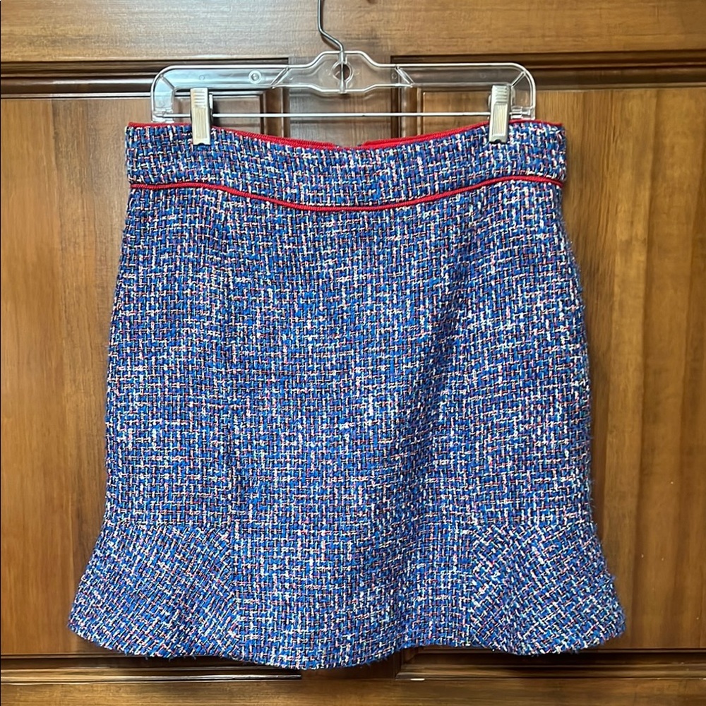 J. Crew Blue and White A-Line Mini Skirt